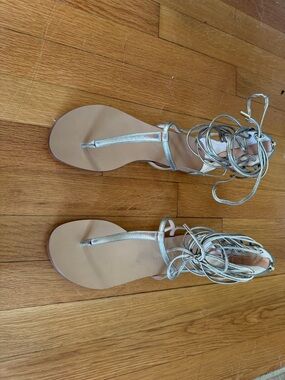 Gold Lace-Up Women's Sandals